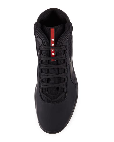 prada men's america's cup high top sneaker|prada americas cup sneakers black.